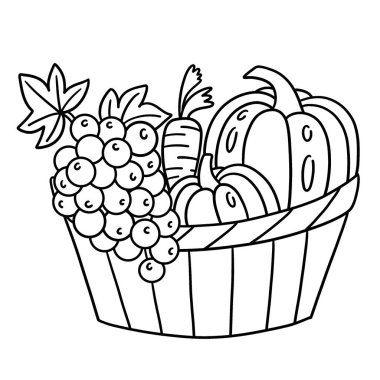 Şükran Günü 'nde toplanan sebzelerin şirin ve komik renkli sayfası. Çocuklar için saatlerce boyama eğlencesi sağlıyor. Renklendirmek için, bu sayfa çok kolaydır. Küçük çocuklar ve yeni yürümeye başlayanlar için uygun..