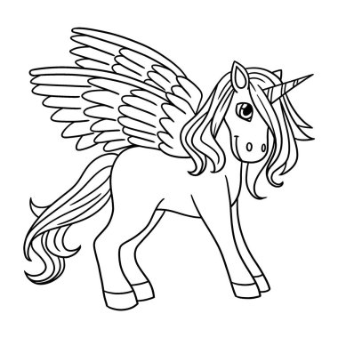 Kanatlı, şirin ve komik bir tek boynuzlu at sayfası. Çocuklar için saatlerce boyama eğlencesi sağlıyor. Renklendirmek için, bu sayfa çok kolaydır. Küçük çocuklar ve yeni yürümeye başlayanlar için uygun..