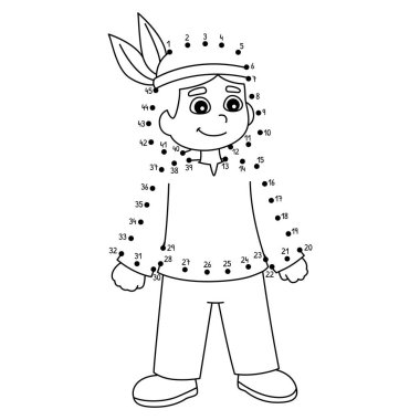 Yerli bir Amerikalının noktalarını birleştiren sevimli ve komik bir sayfa. Çocuklar için saatlerce boyama eğlencesi sağlıyor. Renklendirmek için, bu sayfa çok kolaydır. Küçük çocuklar ve yeni yürümeye başlayanlar için uygun..