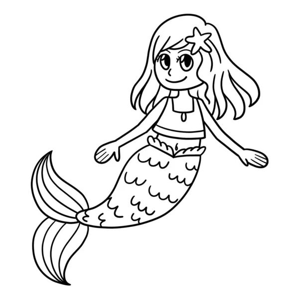 Cute Funny Coloring Page Cute Mermaid Provides Hours Coloring Fun — Stock Vector