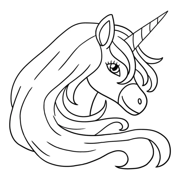 Cute Funny Coloring Page Unicorn Head Provides Hours Coloring Fun — Stock Vector