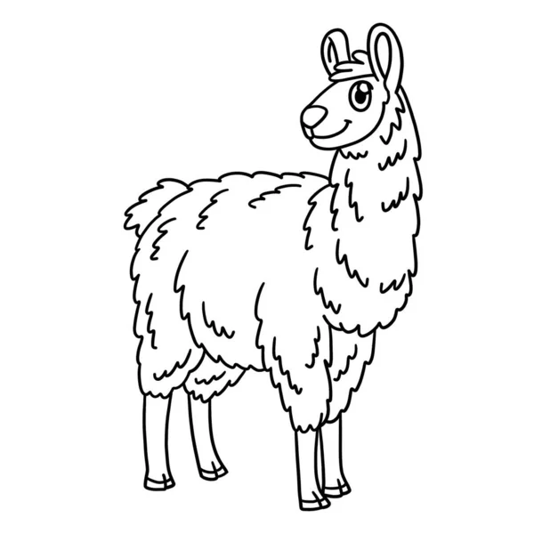 Une Page Colorier Mignonne Drôle Animal Ferme Lama Fournit Des — Image vectorielle