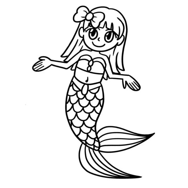 Cute Funny Coloring Page Cute Mermaid Provides Hours Coloring Fun — Stock Vector