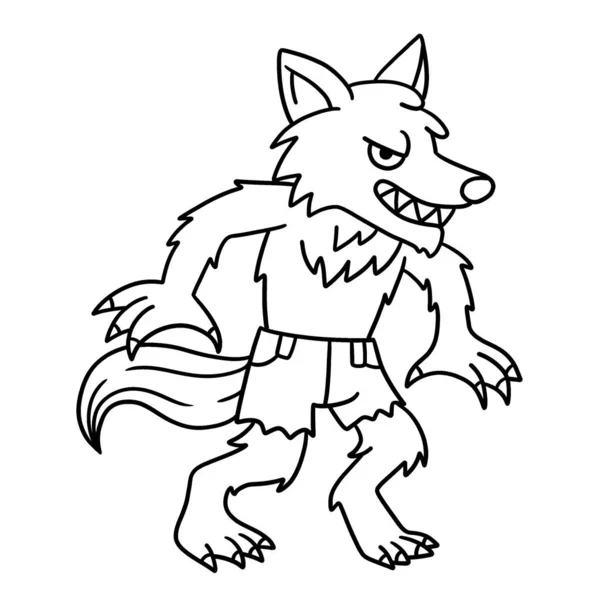 Cute Funny Coloring Page Werewolf Provides Hours Coloring Fun Children — Image vectorielle
