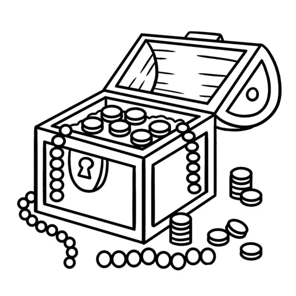 Słodka Zabawna Kolorowanka Syreny Treasure Box Zapewnia Godziny Kolorowanki Zabawy — Wektor stockowy