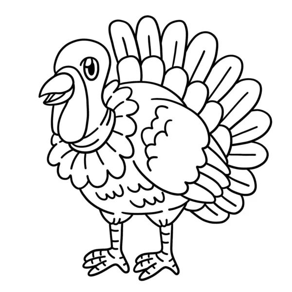 Cute Funny Coloring Page Turkey Farm Animal Provides Hours Coloring — стоковый вектор