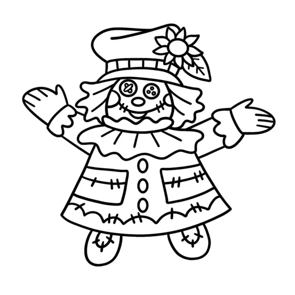 Cute Funny Coloring Page Scarecrow Provides Hours Coloring Fun Children — Stock Vector