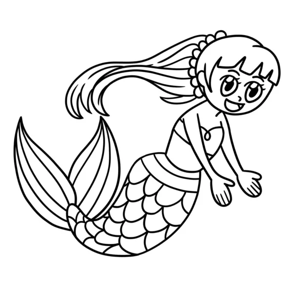 Cute Funny Coloring Page Beautiful Mermaid Provides Hours Coloring Fun — Stock Vector