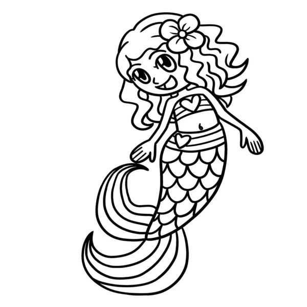 Cute Funny Coloring Page Dancing Mermaid Provides Hours Coloring Fun — Stock Vector