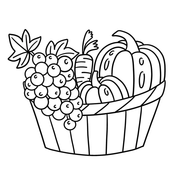 Cute Funny Coloring Page Thanksgiving Harvest Fruits Vegetables Provides Hours — Stock Vector