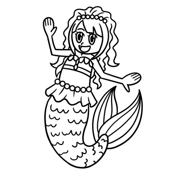 Cute Funny Coloring Page Mermaid Provides Hours Coloring Fun Children — Stock Vector