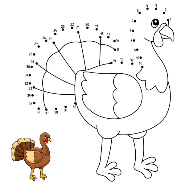 Cute Funny Connect Dots Coloring Page Turkey Provides Hours Coloring — Stock Vector