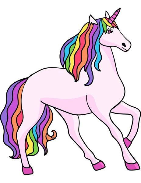 Bu karikatür parçası yürüyen bir tek boynuzlu at çizimini gösteriyor.