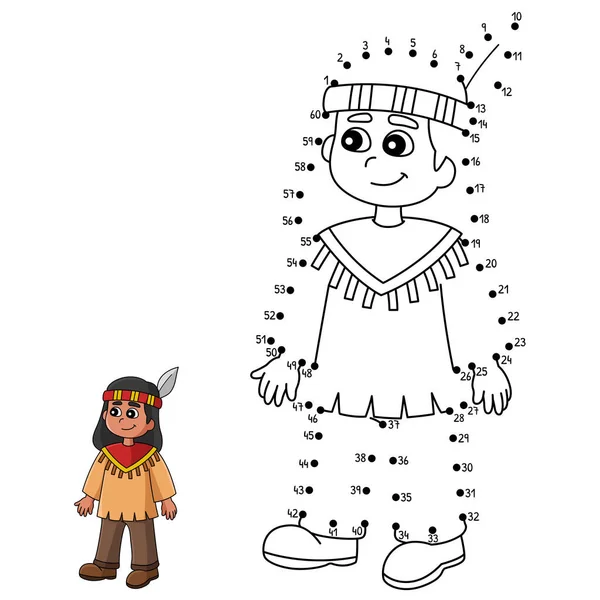 Yerli bir Amerikalının noktalarını birleştiren sevimli ve komik bir sayfa. Çocuklar için saatlerce boyama eğlencesi sağlıyor. Renklendirmek için, bu sayfa çok kolaydır. Küçük çocuklar ve yeni yürümeye başlayanlar için uygun..