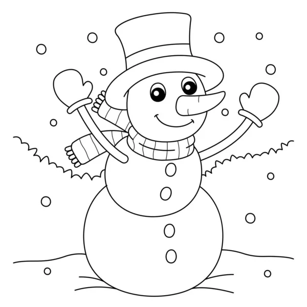 Симпатичная Смешная Раскраска Снеговика Обеспечивает Детям Часы Раскрашивания Раскрасить Эту — стоковый вектор
