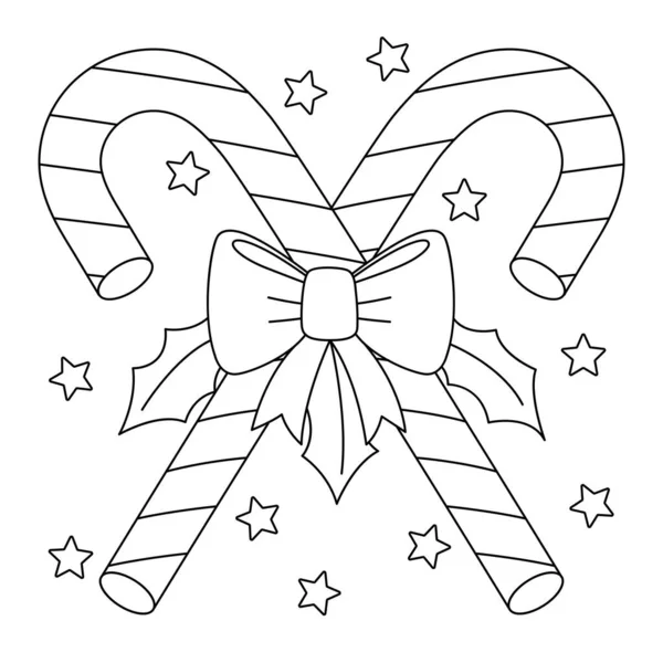 Cute Funny Coloring Page Christmas Candy Cane Provides Hours Coloring — Stock Vector