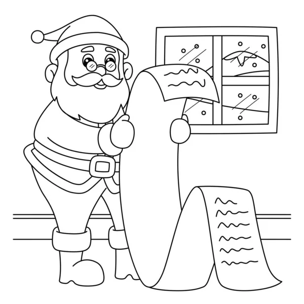 Милая Смешная Страница Раскраской Санта Клауса Обеспечивает Детям Часы Раскрашивания — стоковый вектор