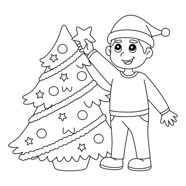 Bir çocuk ve Noel ağacının sevimli ve komik renkli sayfası. Çocuklar için saatlerce boyama eğlencesi sağlıyor. Renklendirmek için, bu sayfa çok kolaydır. Küçük çocuklar ve yeni yürümeye başlayanlar için uygun..