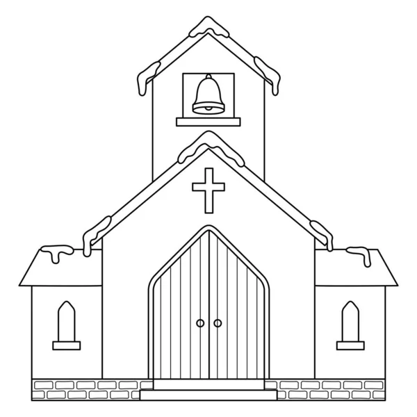 Cute Funny Coloring Page Church Christmas Provides Hours Coloring Fun — Stock Vector