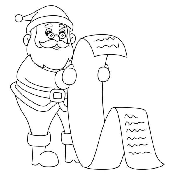 Une Page Colorier Mignonne Drôle Père Noël Fournit Des Heures — Image vectorielle