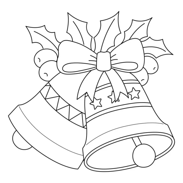 Cute Funny Coloring Page Christmas Bell Provides Hours Coloring Fun — Stock Vector