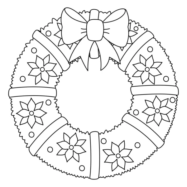 Cute Funny Coloring Page Christmas Wreath Provides Hours Coloring Fun — Stock Vector