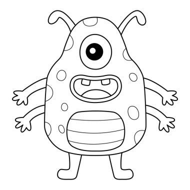 Tek gözlü bir canavarın sevimli ve komik renkli sayfası. Çocuklar için saatlerce boyama eğlencesi sağlıyor. Renklendirmek için, bu sayfa çok kolaydır. Küçük çocuklar ve yeni yürümeye başlayanlar için uygun..