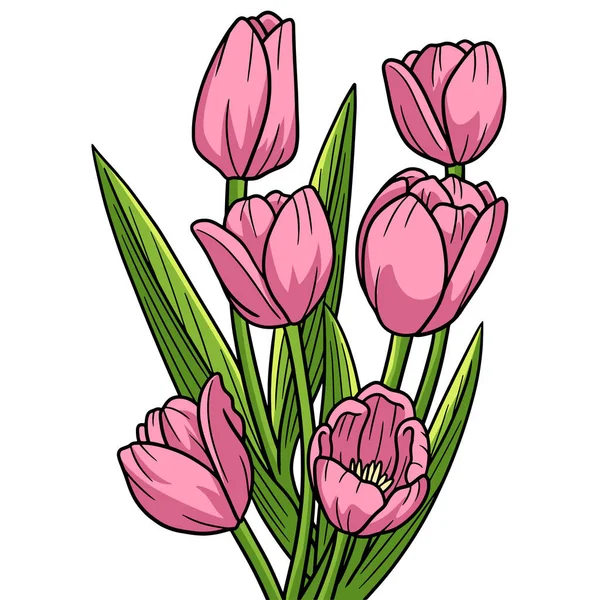 Diese Cartoon Illustration Zeigt Eine Tulpenblumen Illustration — Stockvektor
