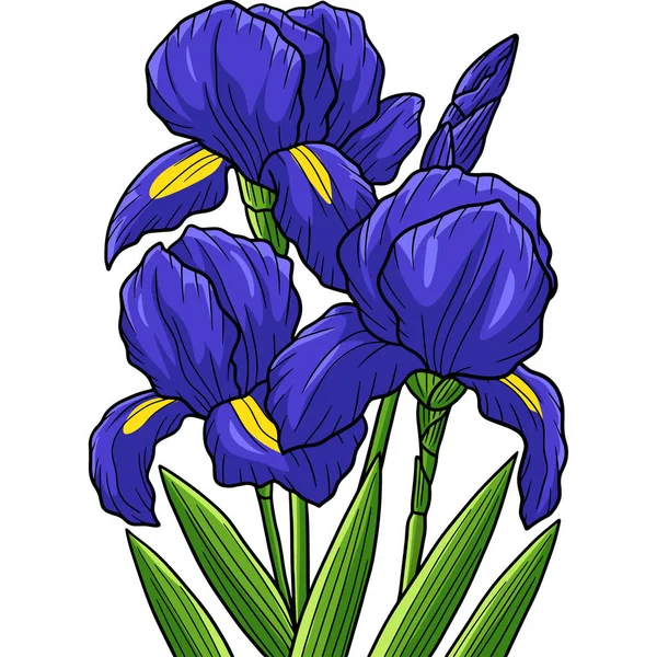 Diese Cartoon Illustration Zeigt Eine Iris Blumen Illustration — Stockvektor