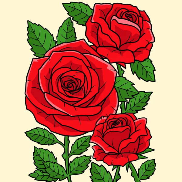 这幅卡通画展示了一个玫瑰花画 — 图库矢量图片