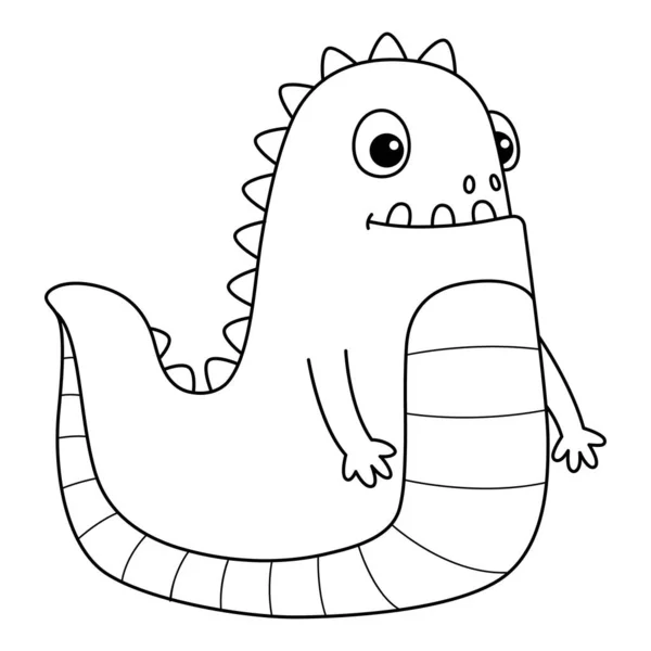 Симпатичная Смешная Раскраска Крокодилового Монстра Обеспечивает Детям Часы Раскрашивания Раскрасить — стоковый вектор