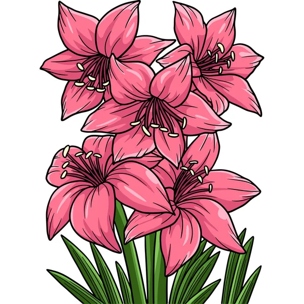 Diese Cartoon Illustration Zeigt Eine Amaryllis Blume — Stockvektor