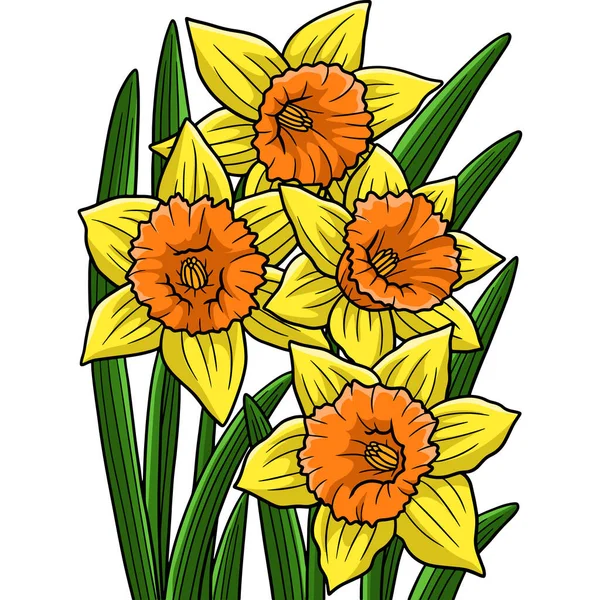 Diese Cartoon Illustration Zeigt Eine Narzissenblume — Stockvektor