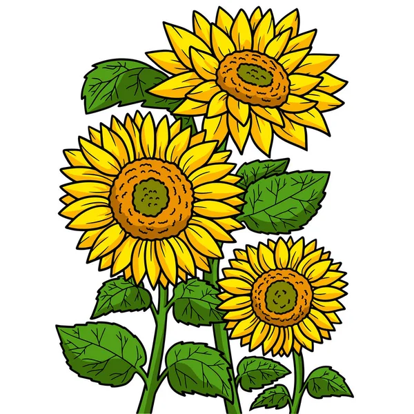 Diese Cartoon Illustration Zeigt Eine Sonnenblumen Illustration — Stockvektor