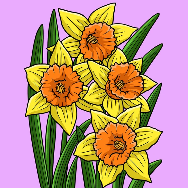 Diese Cartoon Illustration Zeigt Eine Narzissenblume — Stockvektor