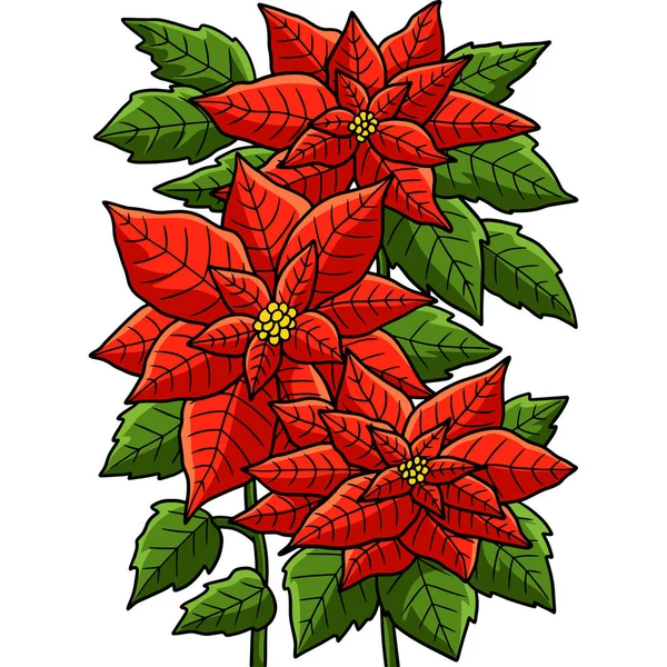 Denna Tecknade Illustration Visar Julstjärna Blomma Illustration — Stock vektor