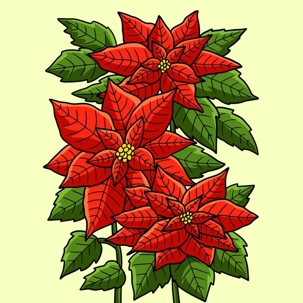 Denna Tecknade Illustration Visar Julstjärna Blomma Illustration — Stock vektor
