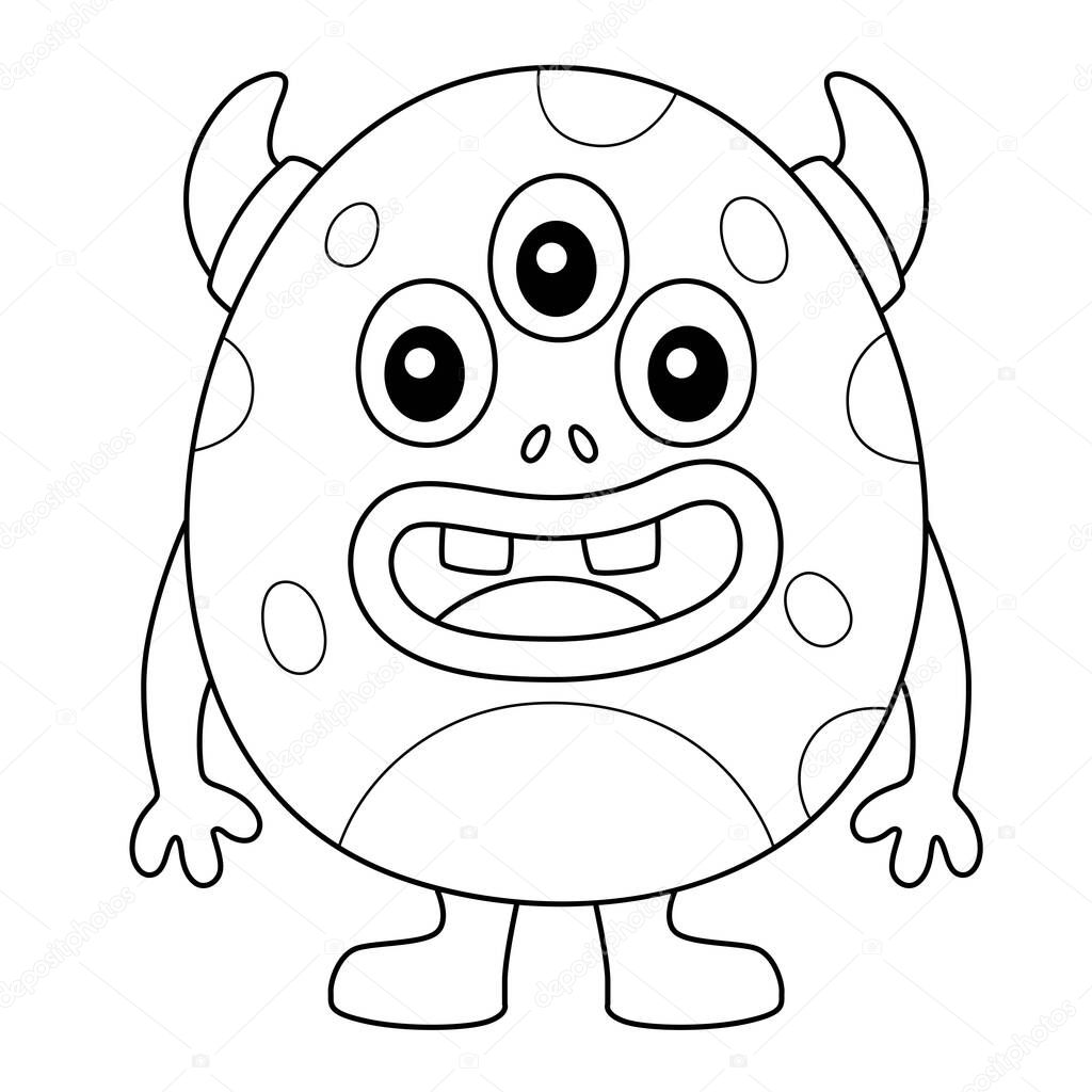 A cute and funny coloring page of a monster egg. Provides hours of coloring fun for children. To color, this page is very easy. Suitable for little kids and toddlers.
