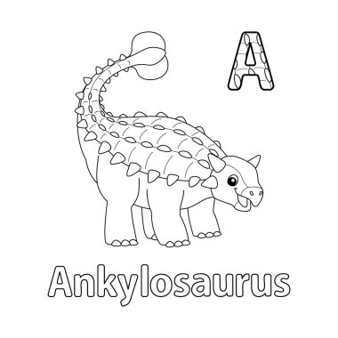 Bu ABC vektör resmi bir Ankylosaurus renk sayfasını gösterir. Beyaz bir arka planda izole edilmiştir. Çocuklar ve ilkokul öğrencilerinin alfabeyi ve harfleri öğrenmesi için mükemmel..