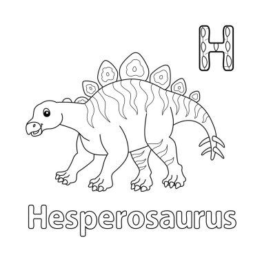 This ABC vector image shows a Hesperosaurus coloring page. It is isolated on a white background. Perfect for children and elementary school students to learn the alphabet and all its letters. clipart