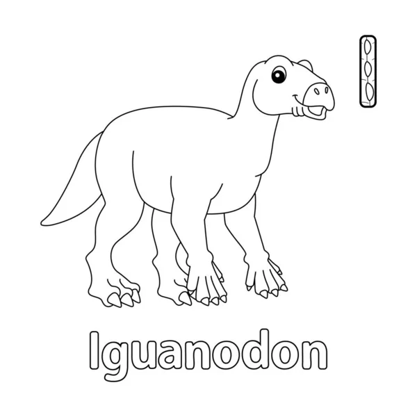 Esta Imagen Vectorial Abc Muestra Una Página Para Colorear Iguanodon — Vector de stock