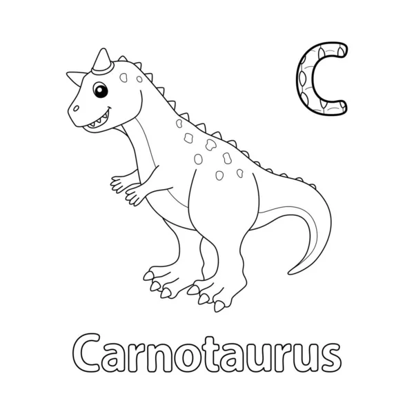 Esta Imagem Vetorial Abc Mostra Uma Página Coloração Carnotaurus Isolado —  Vetores de Stock