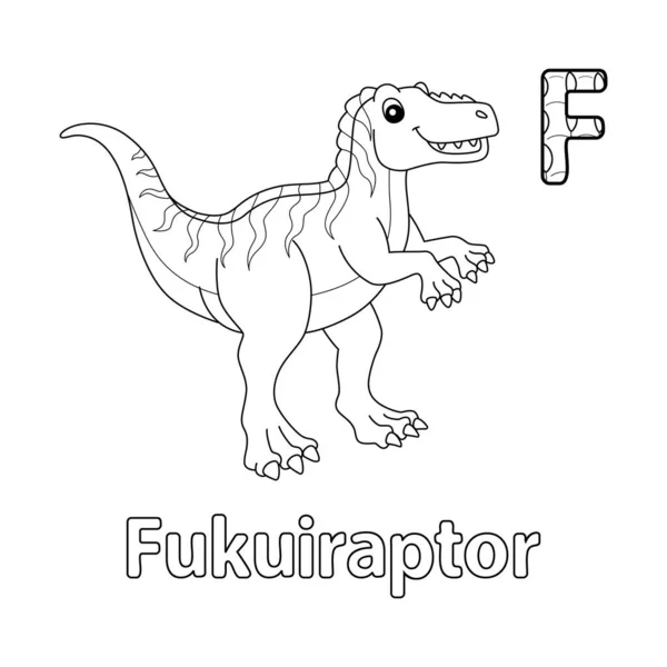 Abc Vector Image Shows Fukuiraptor Coloring Page Isolated White Background — Stock vektor