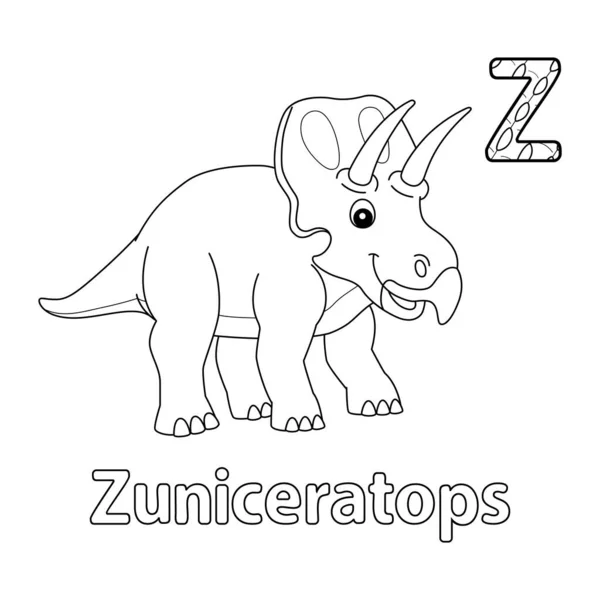 Abc 이미지는 Zuniceratops 페이지를 줍니다 바탕에 고립되어 아이들 초등학생들 알파벳 — 스톡 벡터