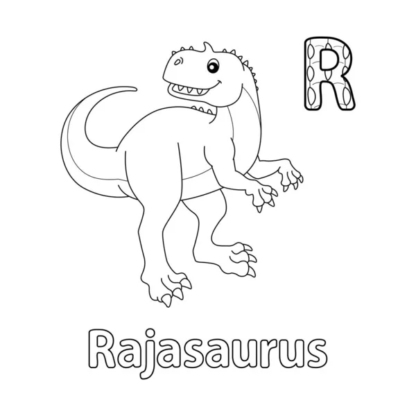 Questa Immagine Vettoriale Abc Mostra Una Pagina Colorare Rajasaurus Isolato — Vettoriale Stock