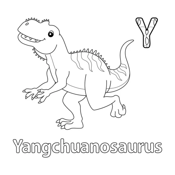 Deze Abc Vector Afbeelding Toont Een Yangchuanosaurus Kleurplaat Het Geïsoleerd — Stockvector