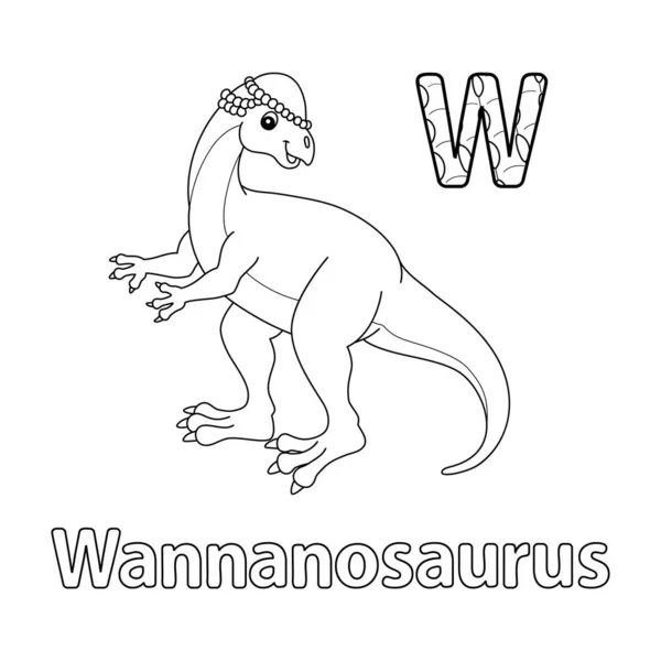 Abc Vector Image Shows Wannanosaurus Coloring Page Изолирован Белом Фоне — стоковый вектор