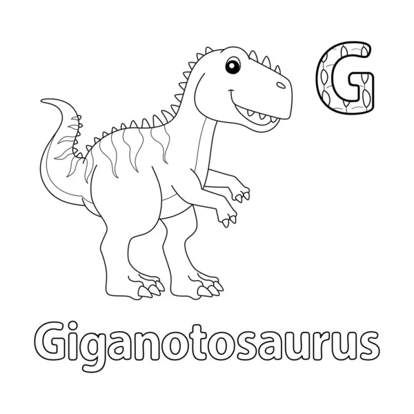 Αυτή Διανυσματική Εικόνα Abc Δείχνει Μια Σελίδα Χρωματισμού Giganotosaurus Απομονώνεται — Διανυσματικό Αρχείο