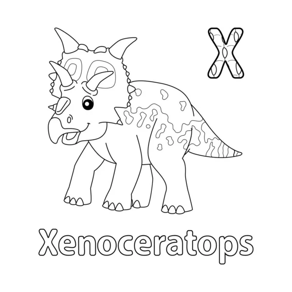 Esta Imagen Vectorial Abc Muestra Una Página Para Colorear Xenoceratops — Vector de stock