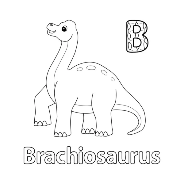 Esta Imagen Vectorial Abc Muestra Una Página Para Colorear Brachiosaurus — Vector de stock